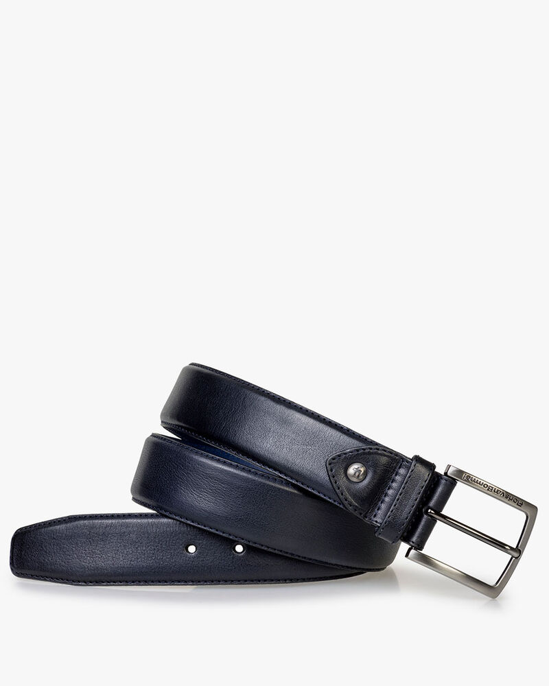 Belt calf leather dark blue