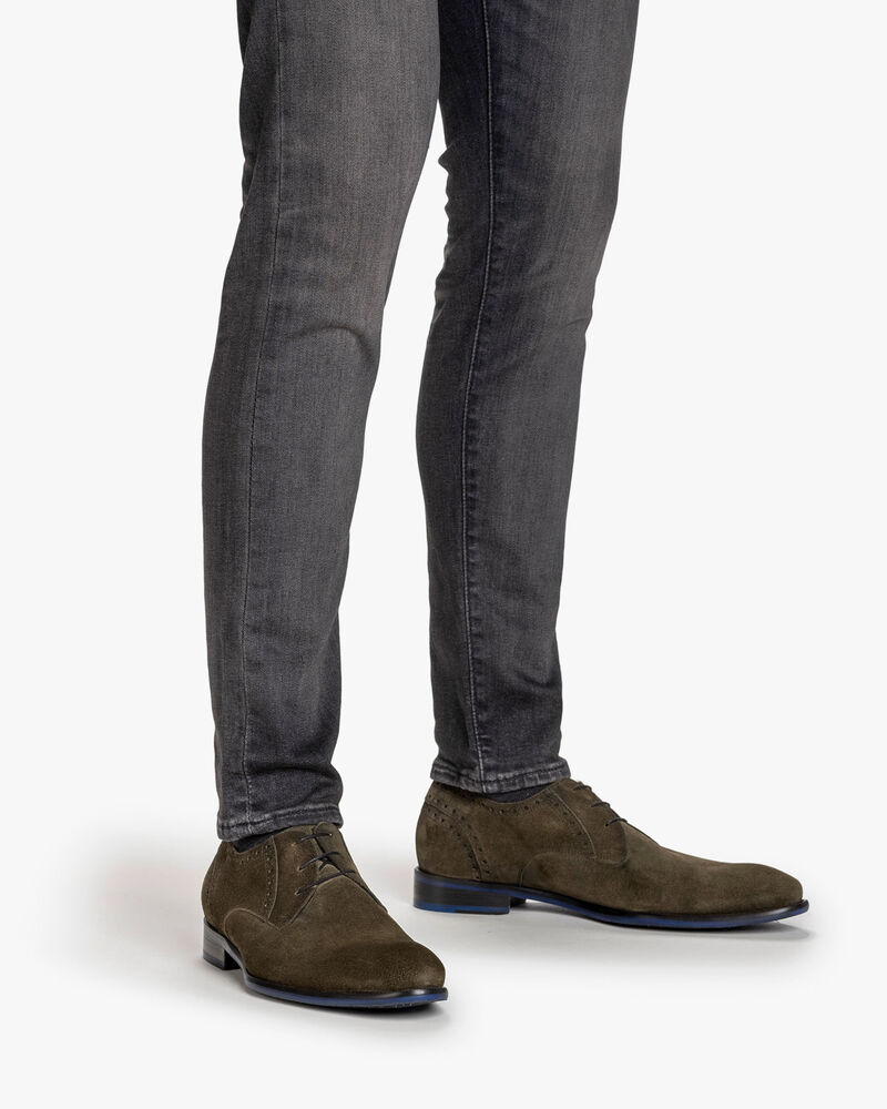 Lace shoe suede dark green