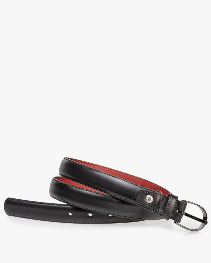 Women's belt black calf leather