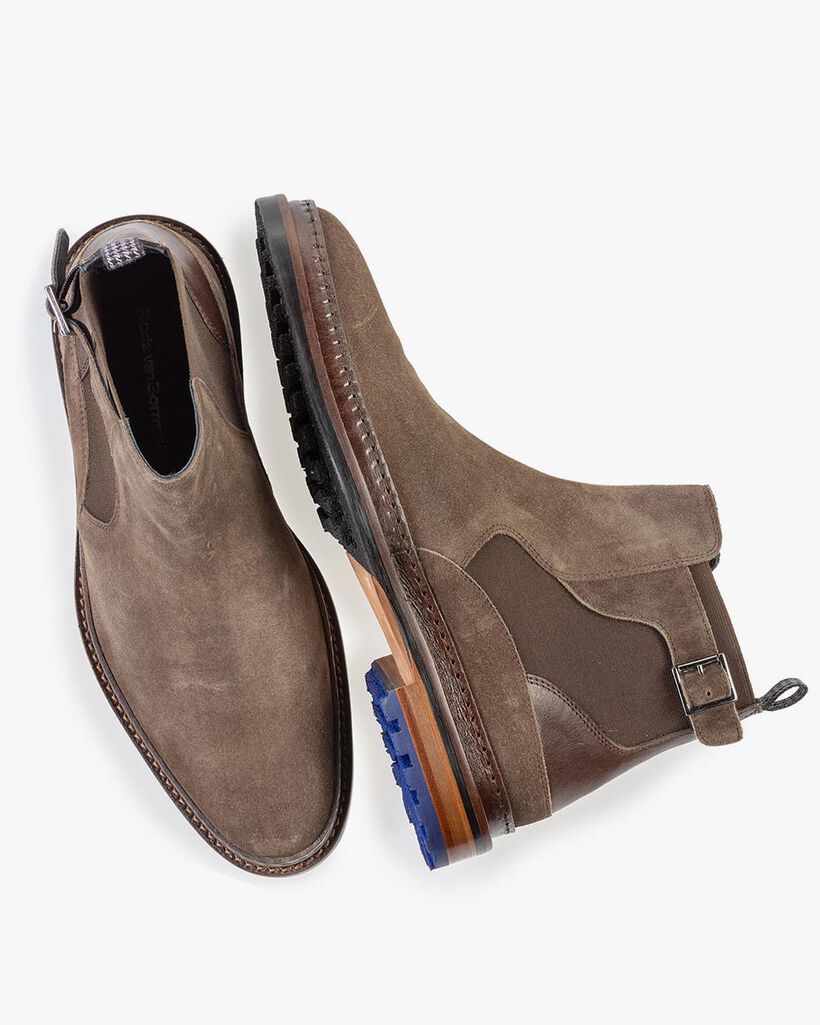 Chelsea boot suede leather dark taupe