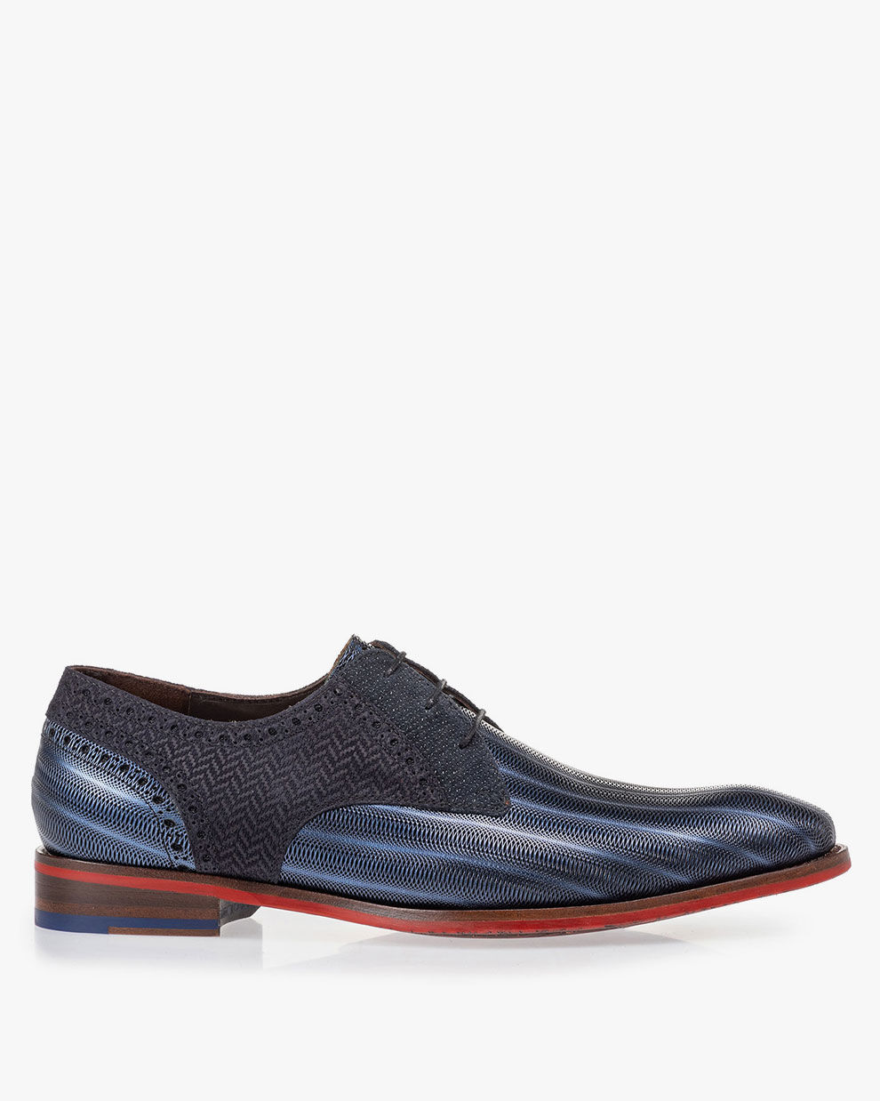 Blue leather lace shoe 18107 19 Floris van Bommel Official