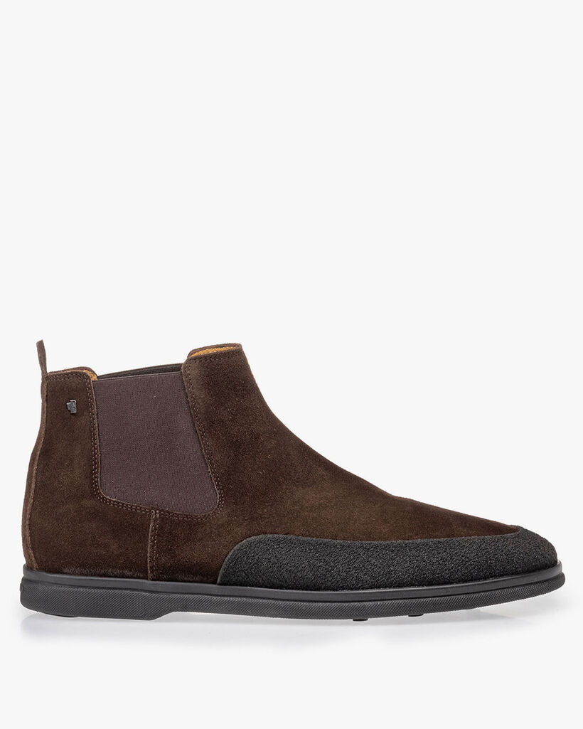 Suede leather Chelsea boot dark brown