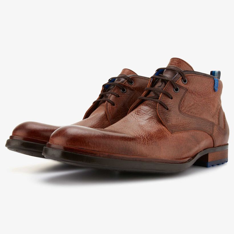 Floris van Bommel cognac leather men’s lace boot 