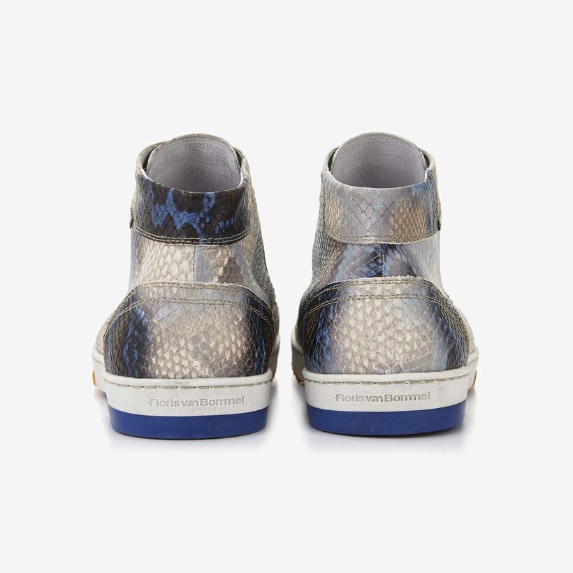 Floris van Bommel blue snake print men's sneaker boot