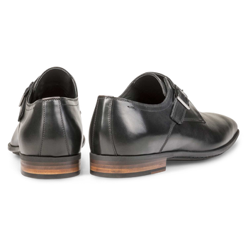 Black calf leather monk