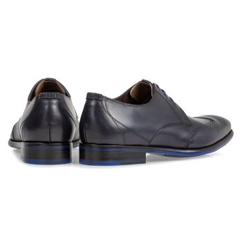 Lace shoe dark blue calf leather
