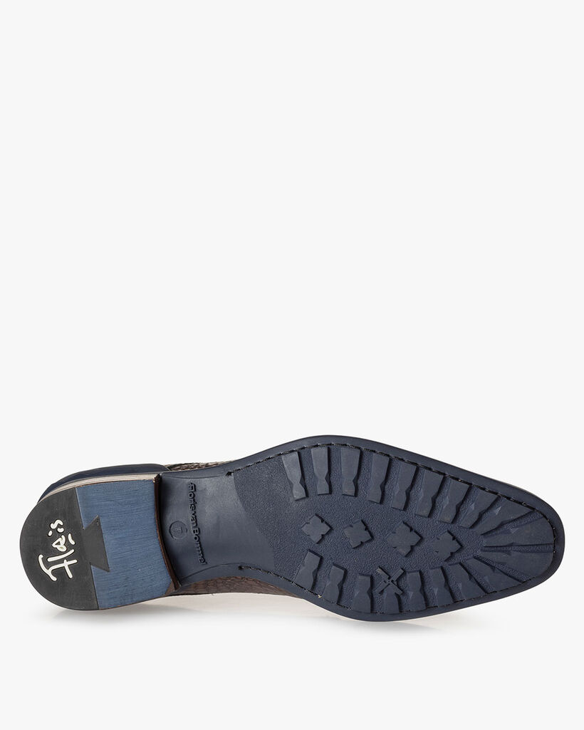 Lace boot metallic print dark red