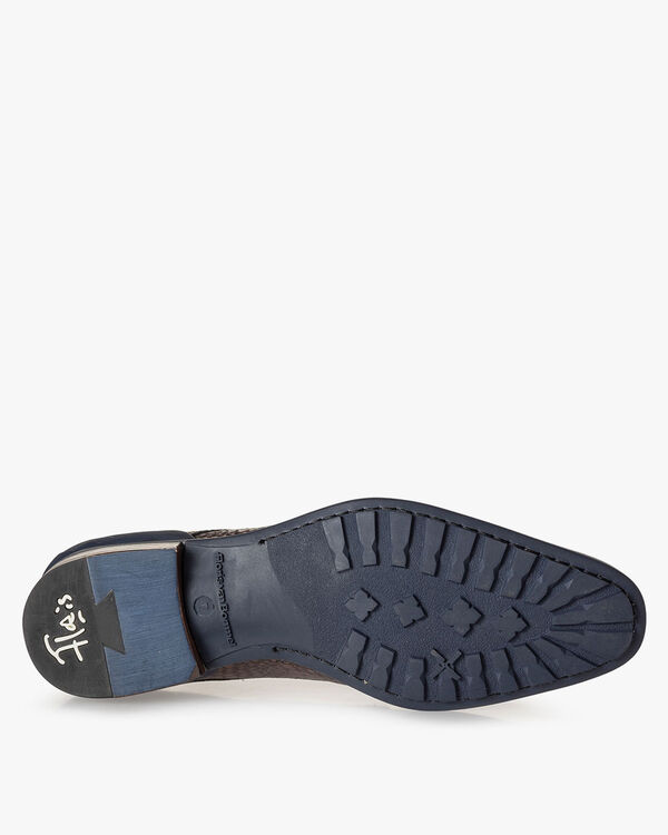 Lace boot metallic print dark red