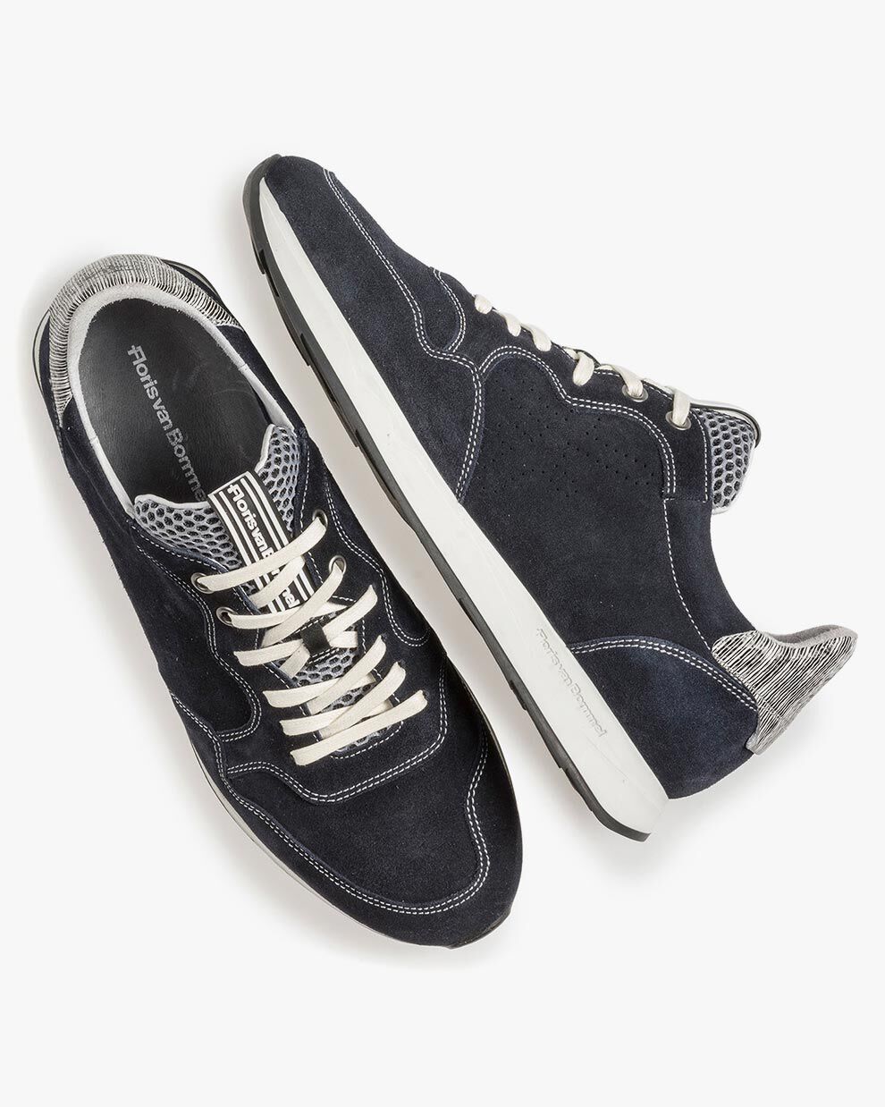 Blue suede leather sneaker 16446 01 Floris van Bommel Official