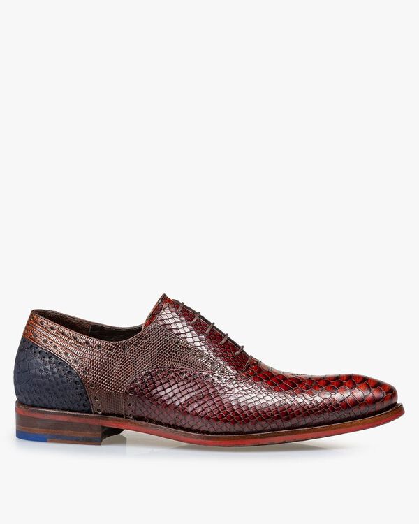 Lace shoe printed leather cognac