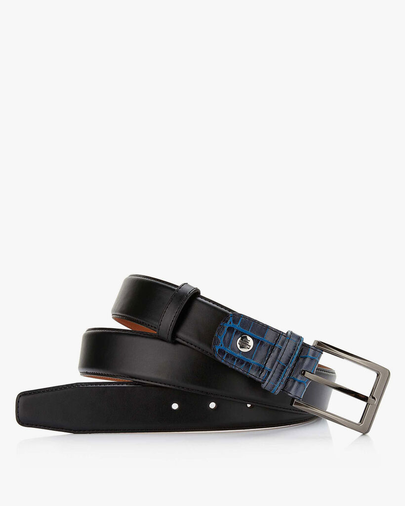 Black leather men's belt