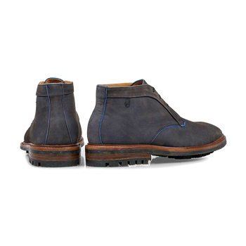 Lace boot nubuck leather dark blue
