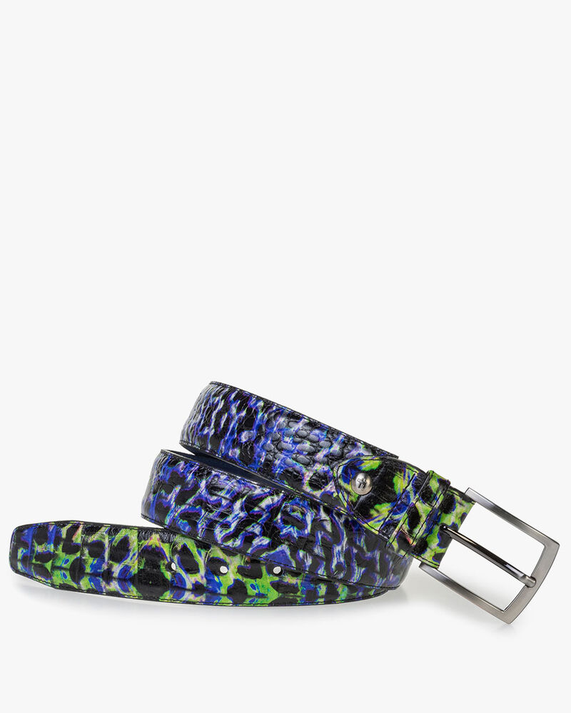 Premium blue belt with a croco print