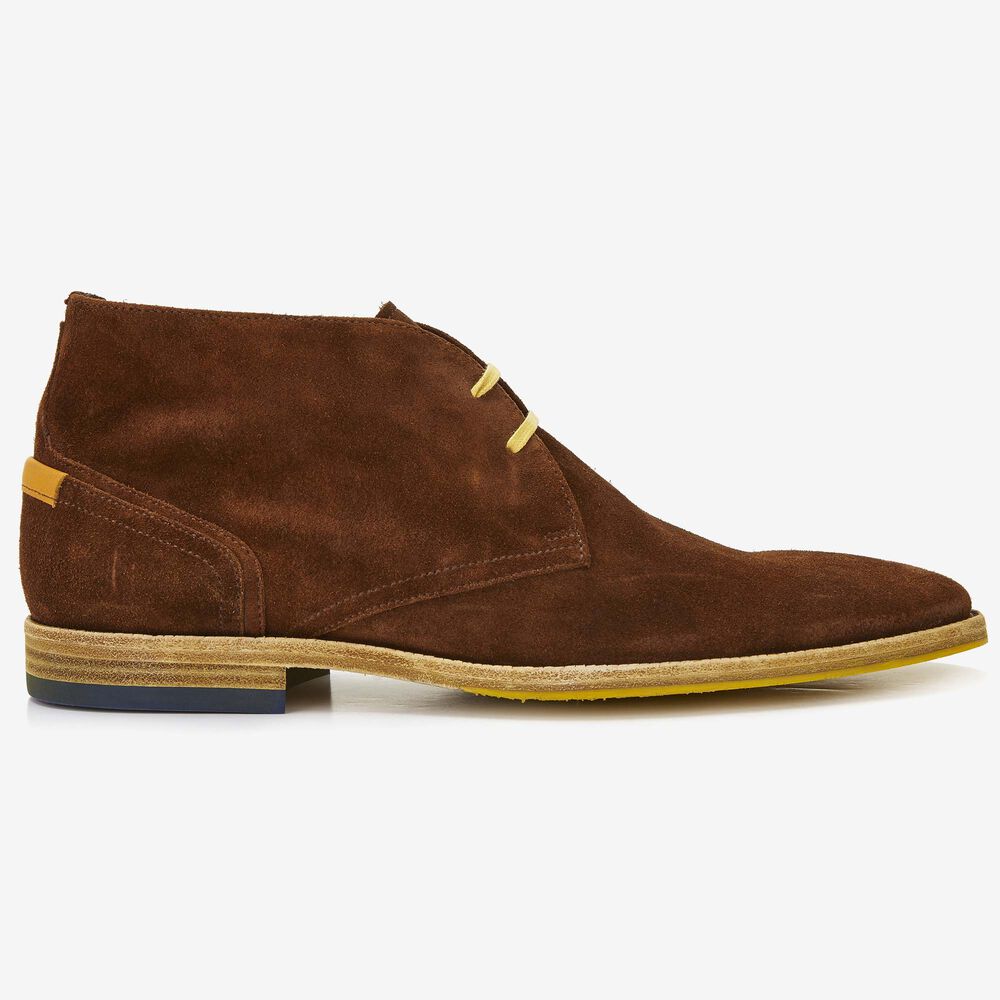 Floris van Bommel cognac suede men's lace-up boot