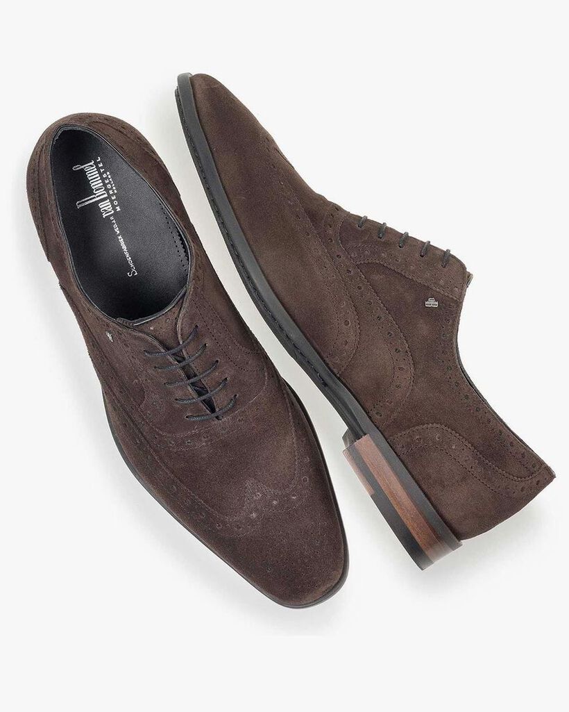 Brown calf suede leather brogue