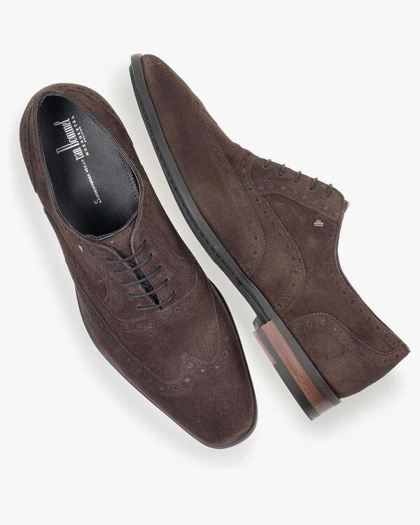 Brown calf suede leather brogue