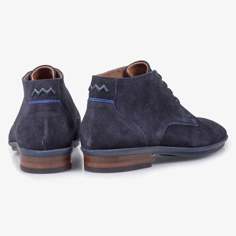 Blue suede leather lace shoe