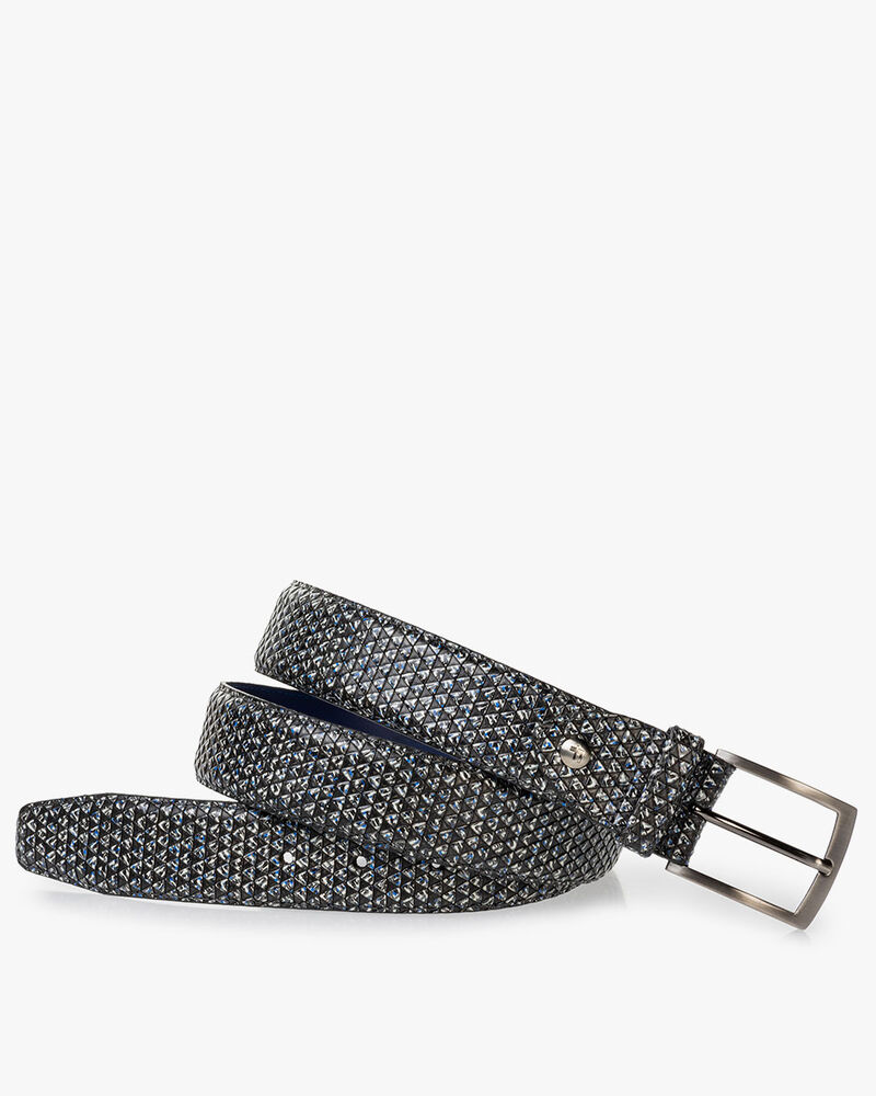 Belt printed leather black/white