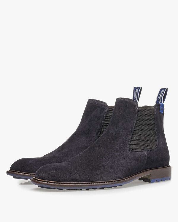 Dark blue suede chelsea boot