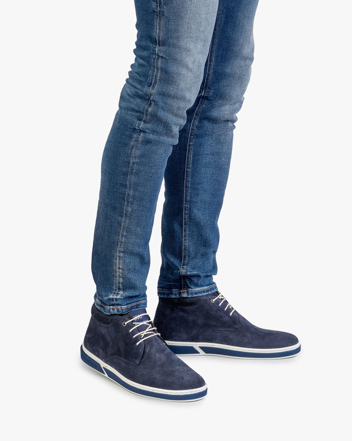 Blue suede leather lace boot SFM-50101-41-01 | Floris van Bommel®