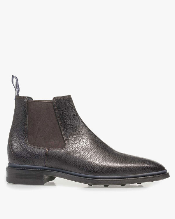 Black calf leather Chelsea boot with print