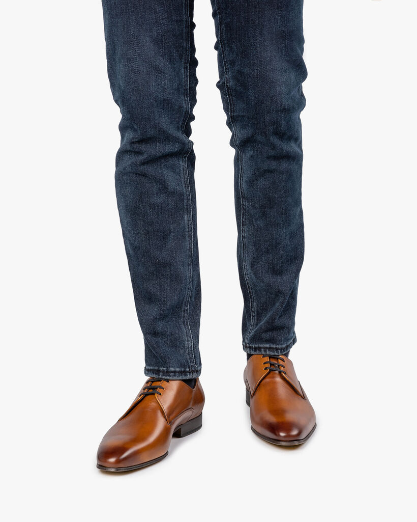 Lace shoe calf leather cognac