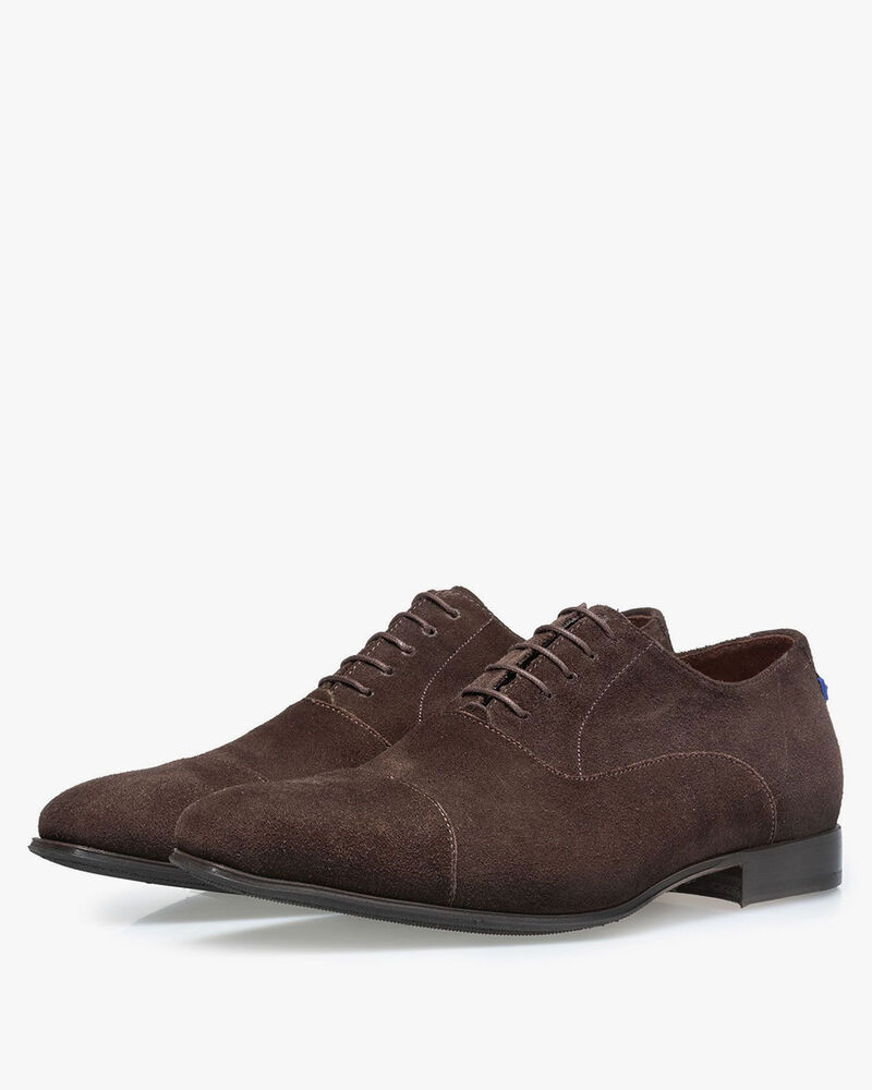 Lace shoe dark brown suede leather