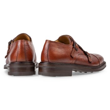 Cognac-coloured calf leather monk