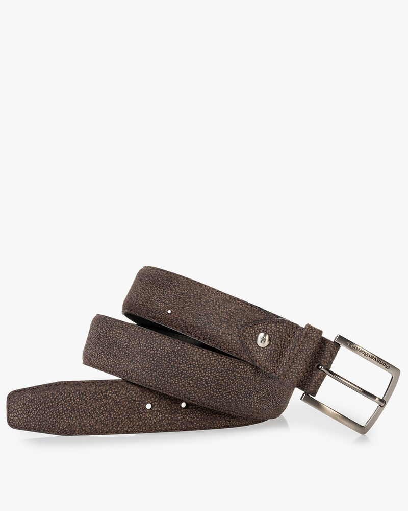 Belt printed leather brown