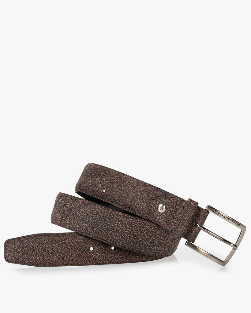 Belt printed leather brown