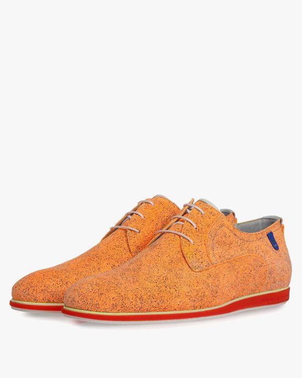 Lace shoe suede leather orange