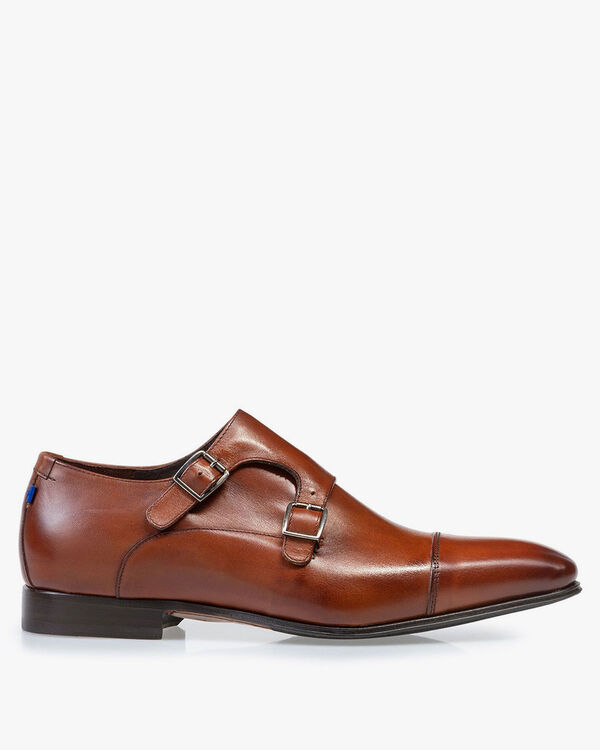 Buckle shoe calf leather cognac
