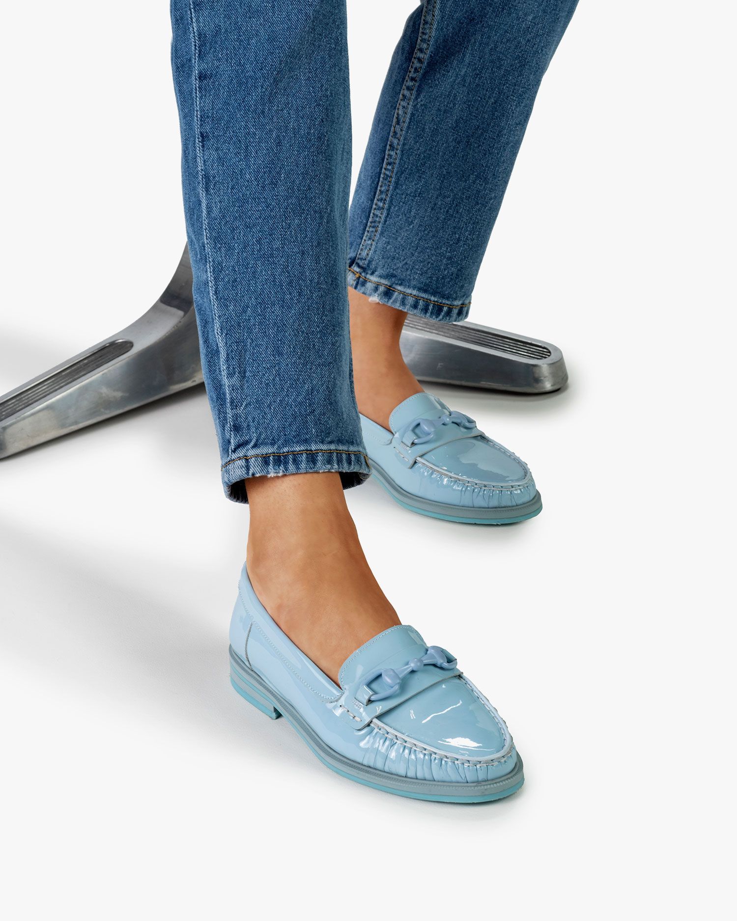 Loafer patent leather light blue SFW-40017-42-01 | Floris van Bommel Women®