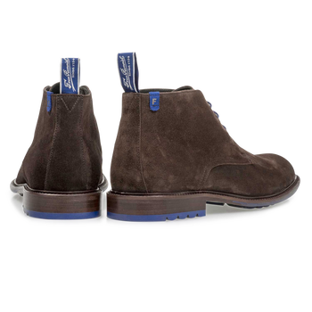 Lace boot suede leather dark brown