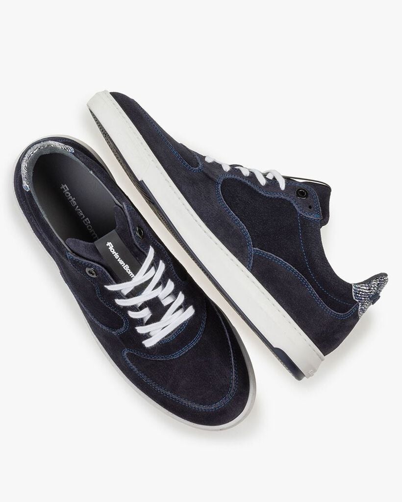 Sneaker printed suede leather blue