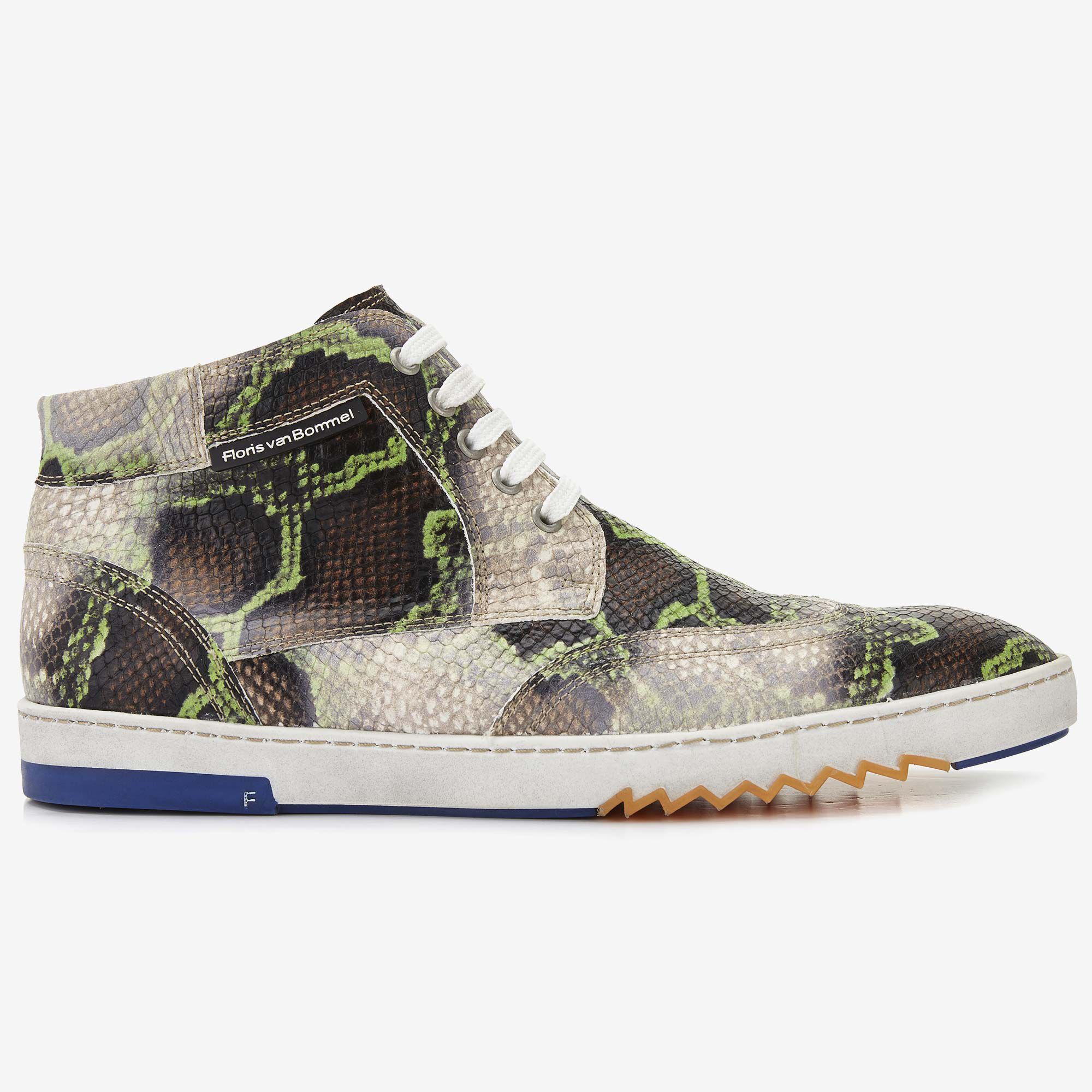 Men s sneakers Floris van Bommel green snake print men s sneaker boot Floris van Bommel
