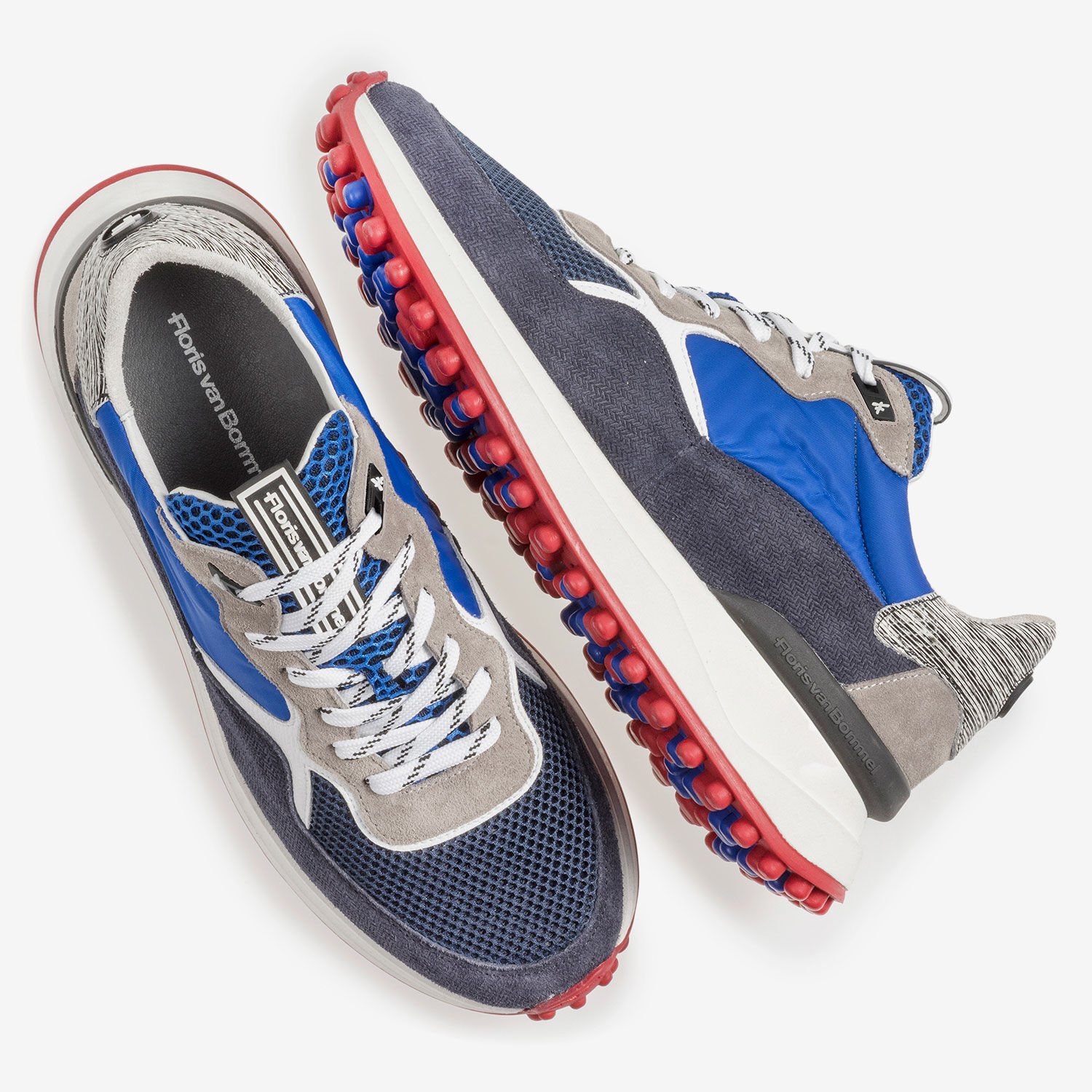 Blue and grey suede leather sneaker 16301 04 Floris van Bommel Official