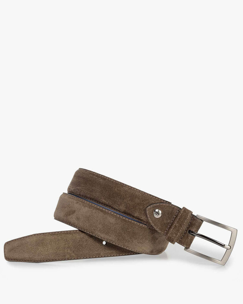 Dark taupe-coloured suede leather belt