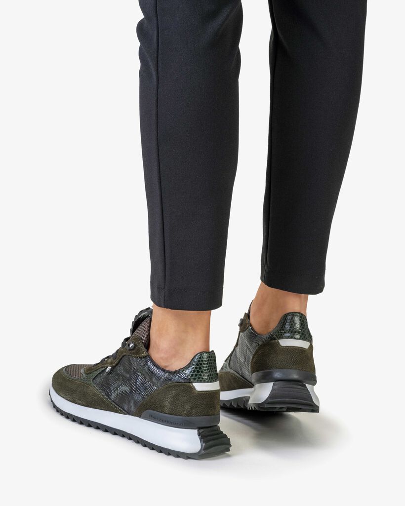 Sneaker printed suede green