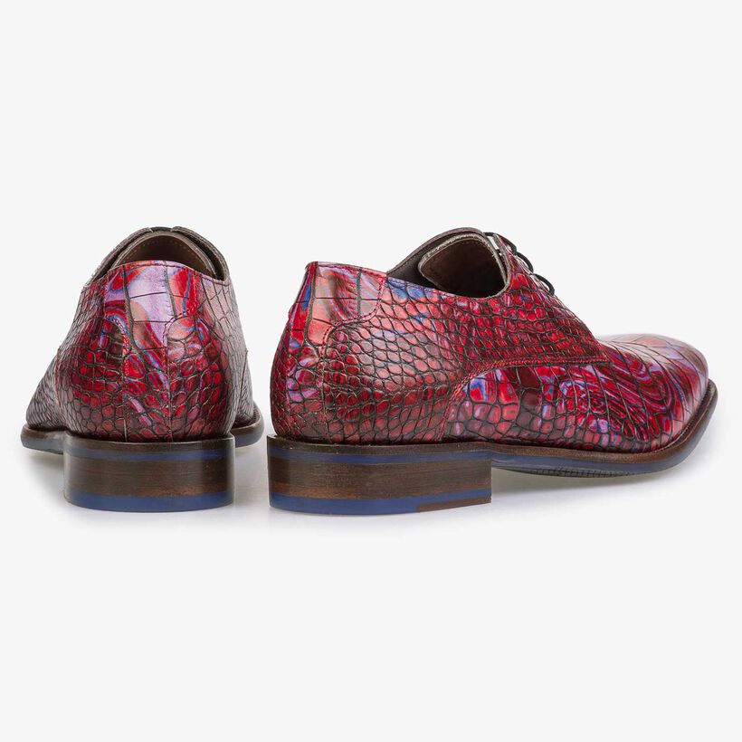 Red Premium croco print lace shoe