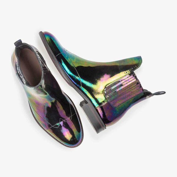 Multi-coloured patent leather Chelsea boot