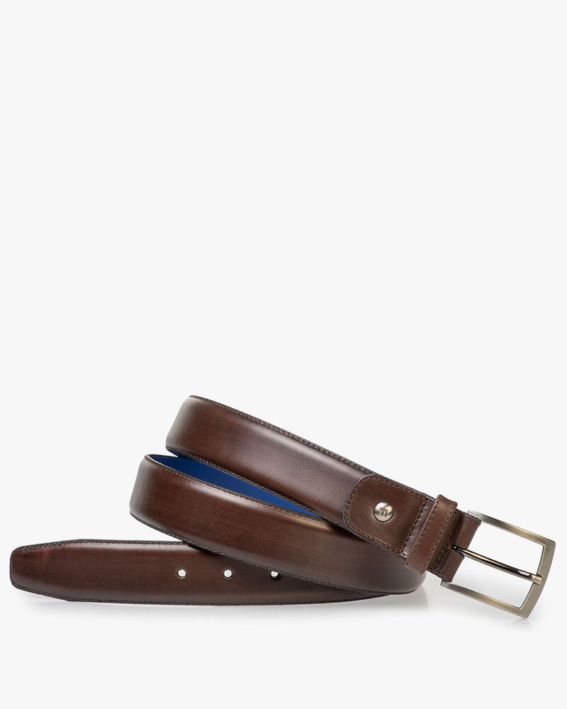 Belt calf leather dark brown