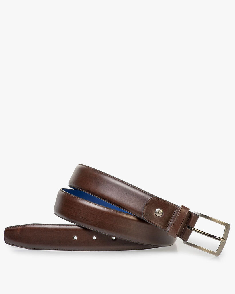 Belt calf leather dark brown