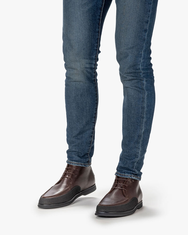 Lace boot printed leather brown