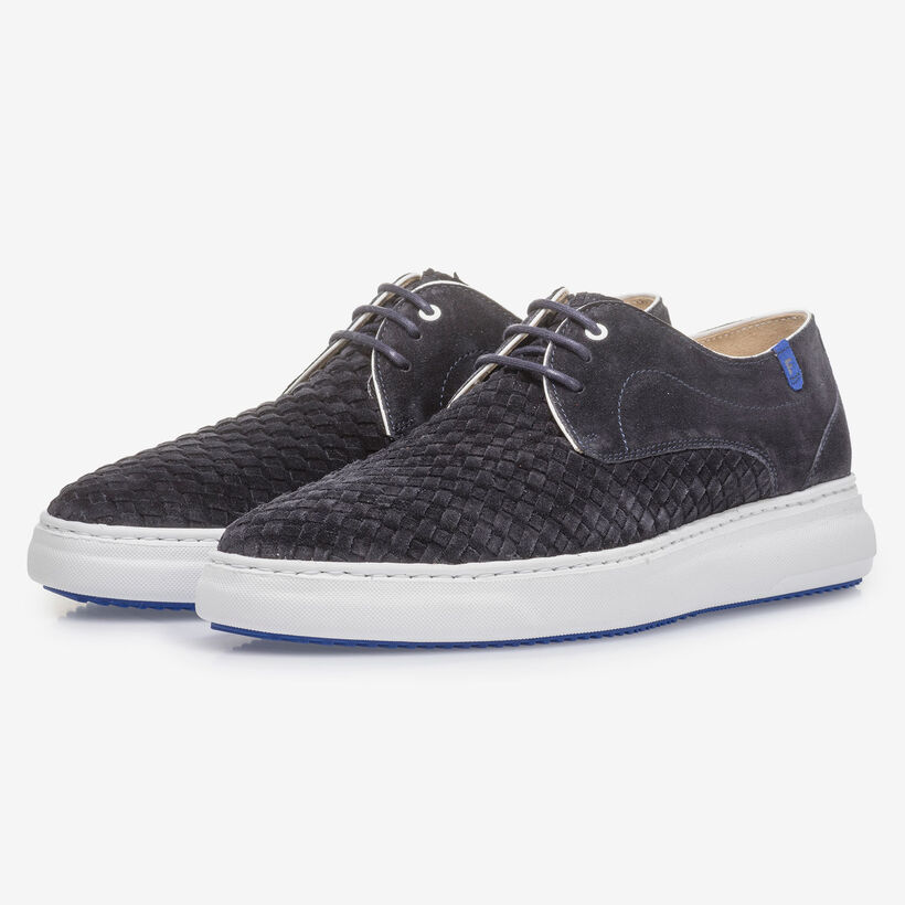 Lace-up shoe with braided suede leather