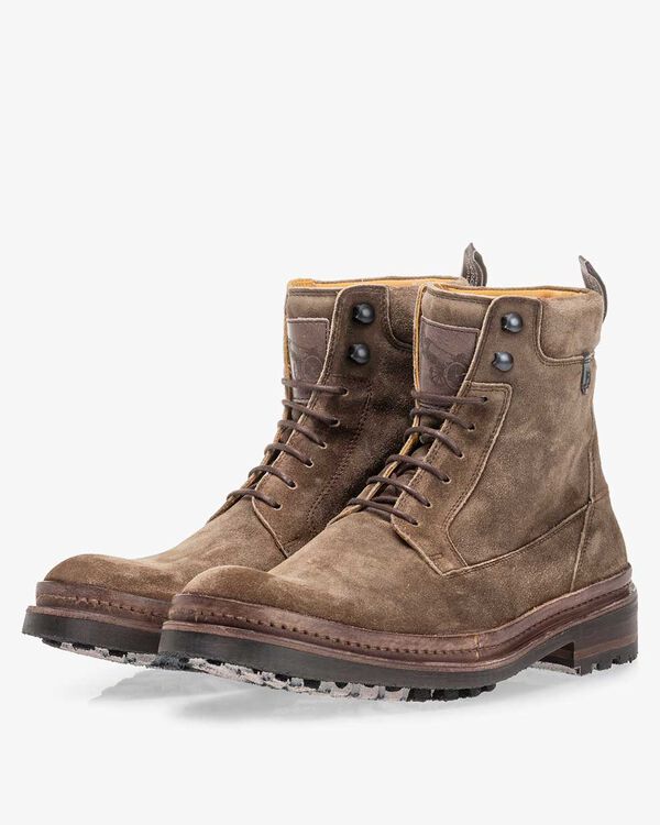 Lace boot suede sand-coloured