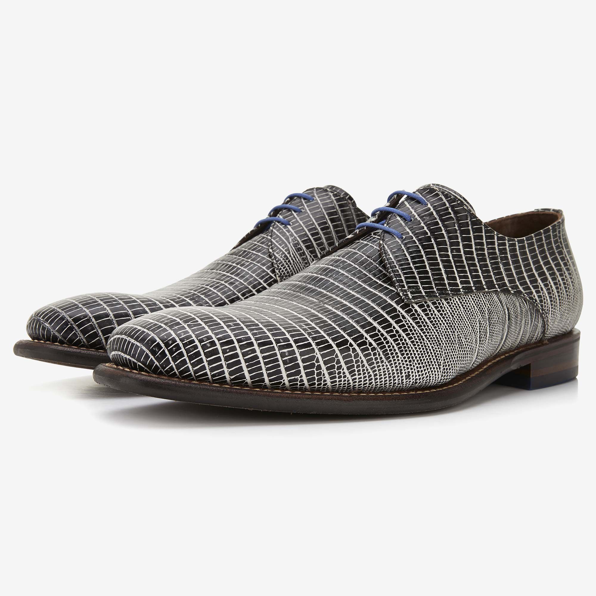 Black lizard print men's lace-up shoe 14384/00 Floris van Bommel
