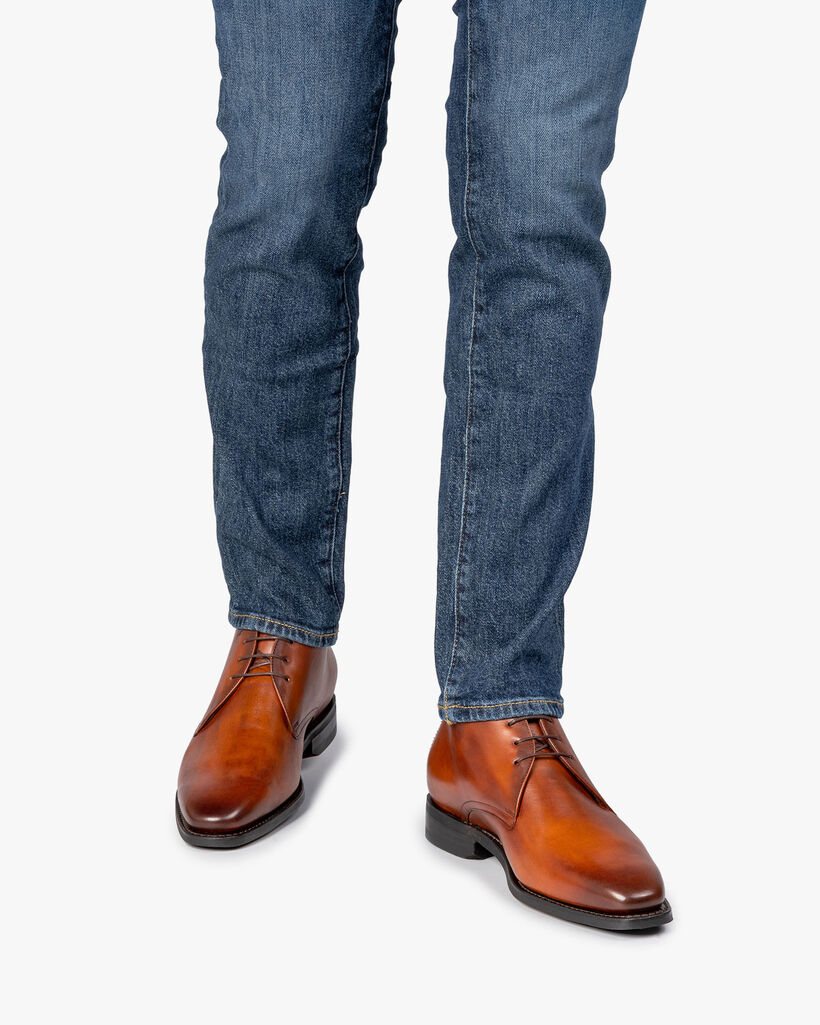 Dark cognac-coloured lace boot