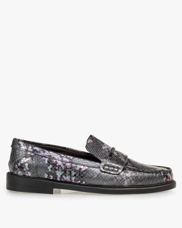 Loafer reptile print dark grey