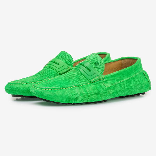 Premium fluorescent green leather moccasin
